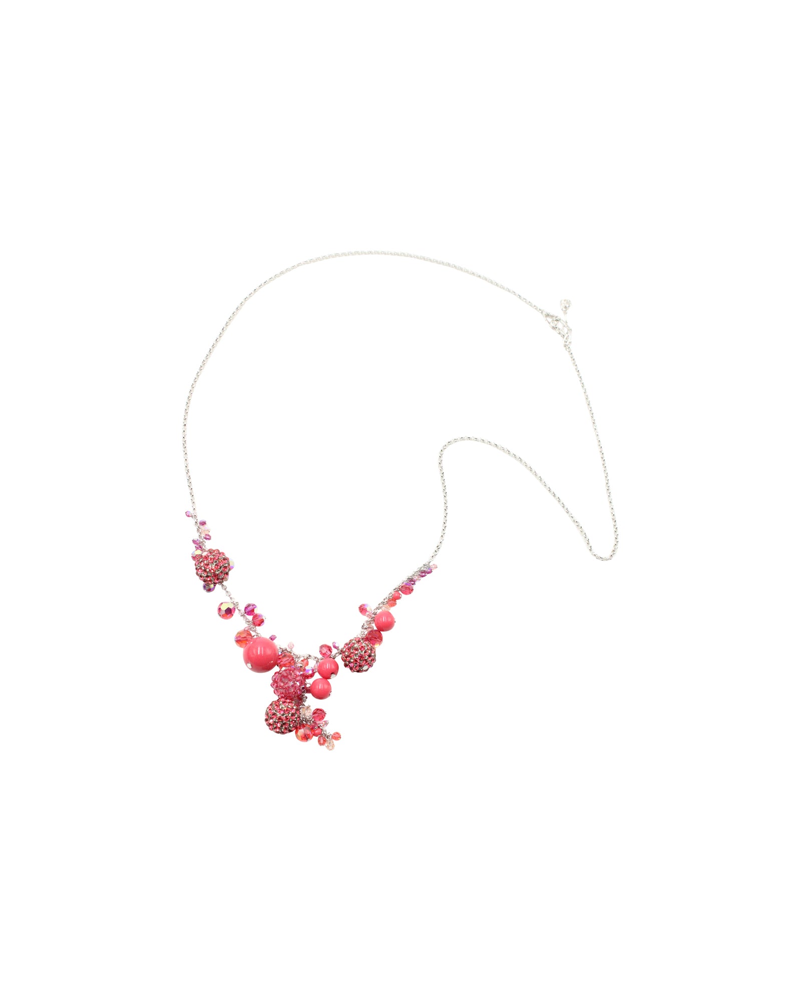 image of Swarovski 75cm Crystal Long Necklace in Pink Metal