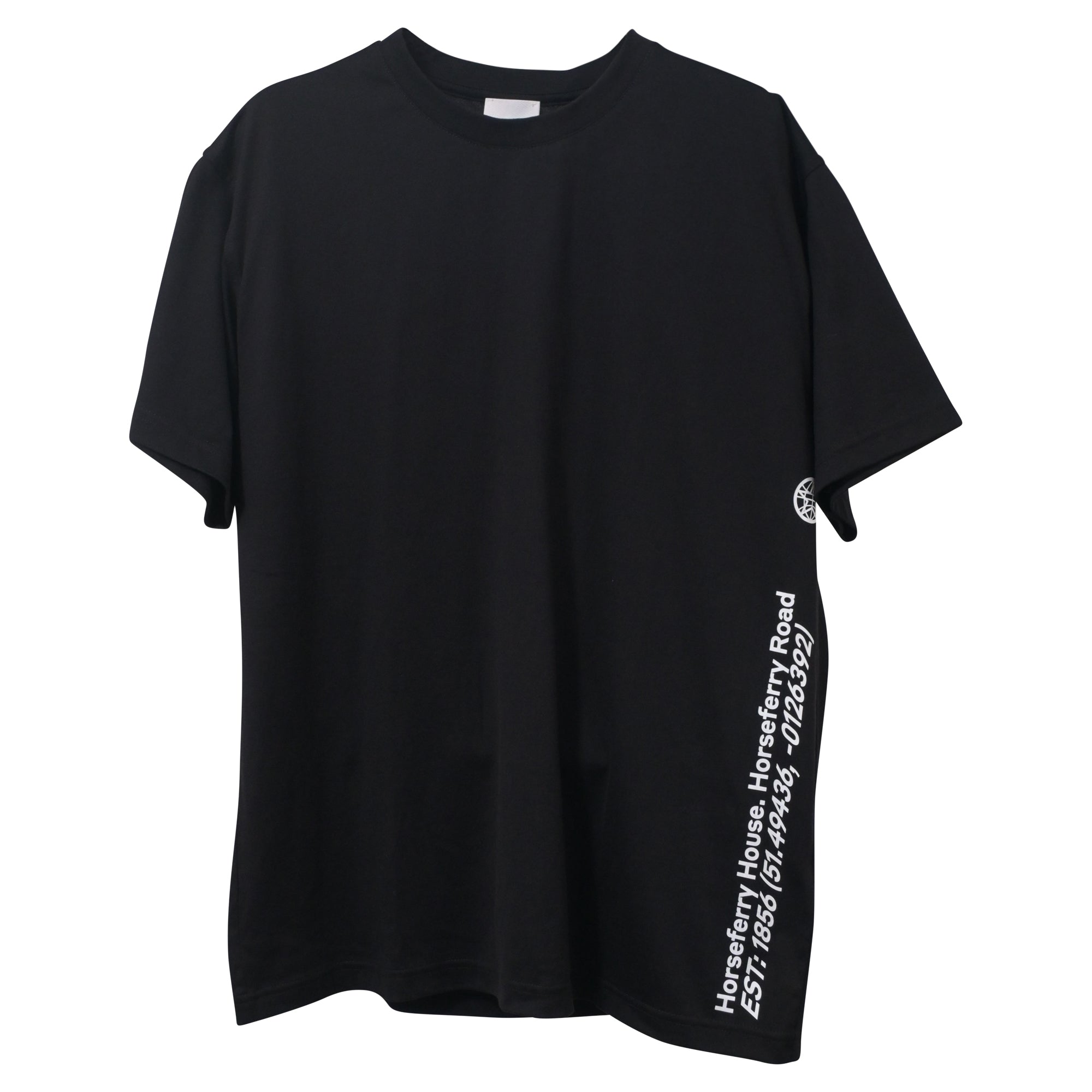 image of Burberry Address-Print T-Shirt in Black Cotton