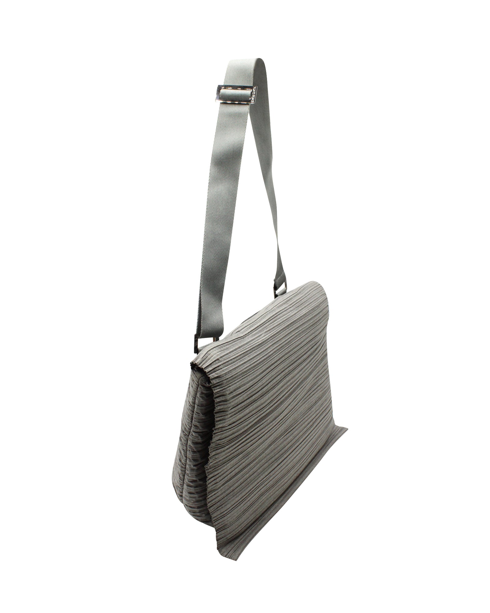 image of Grey Pleated Messenger Bag