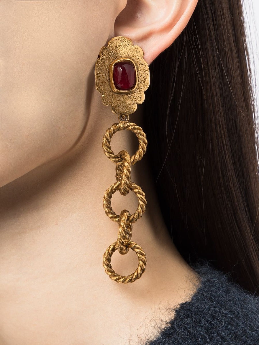 image of Stone Chain-link Drop Earrings