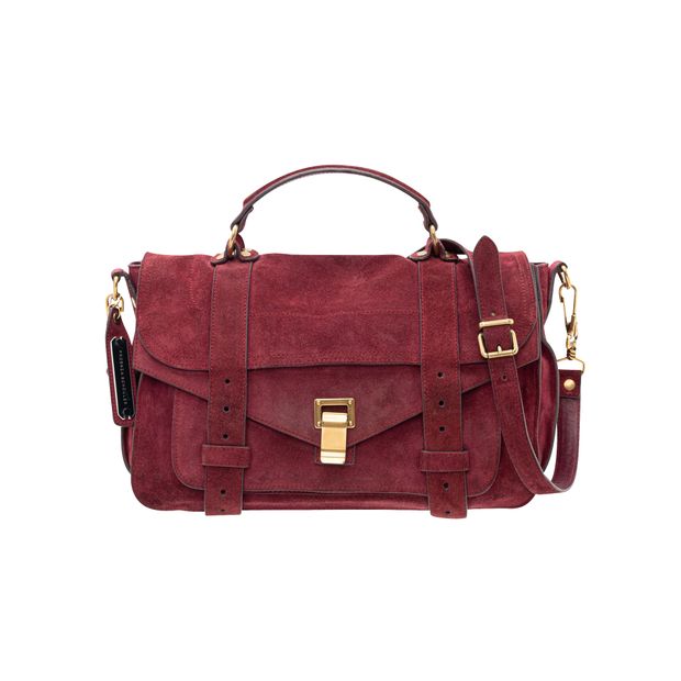 image of Proenza Schouler Ps1 Suede Burgundy Satchel