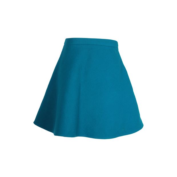 Image of Miu Miu A-line Mini Skirt in Teal Wool