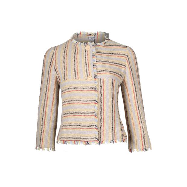 image of Chanel Vintage 2000 Striped Jacket in Multicolor Wool