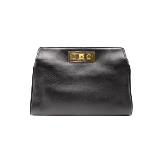 image of Saint Laurent Black 2 Way Crossbody Clutch