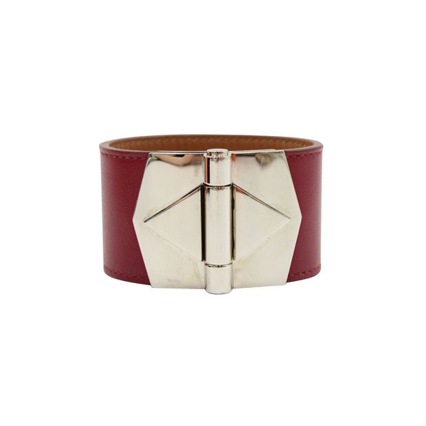 image of HermÃ¨s BÃ©rÃ©nice Cuir Bracelet in Red Leather