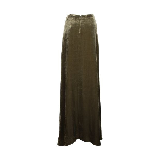 image of Etro Maxi Skirt in Olive Green Velvet