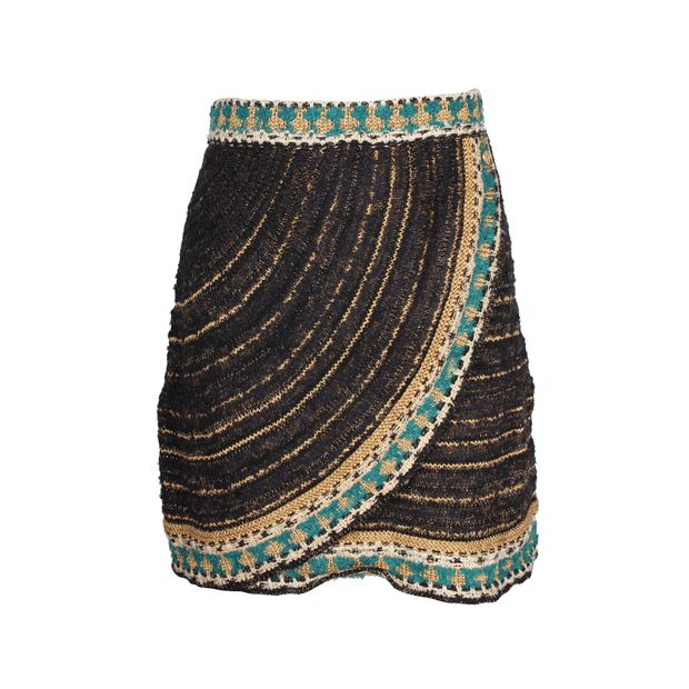 Image of Chanel Tweed Mini Skirt in Black Silk