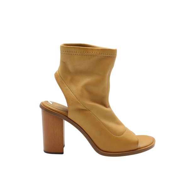 image of Chloe Cut-Out Ankle Length Boots in Brown Leather