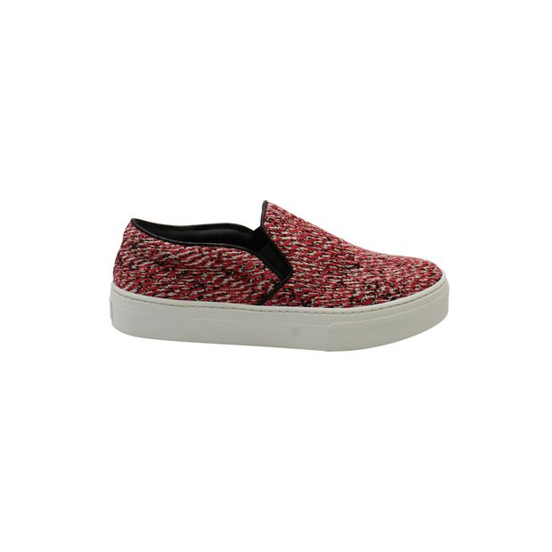 image of Celine Slip-On Sneakers in Red Cotton Tweed