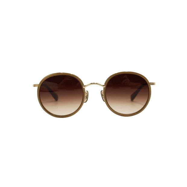 Image of Oliver Peoples Round Brown Ombre Sunglasses