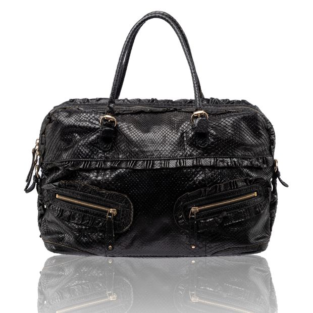 image of GUCCI Large Python Top Handle Shoulder Bag