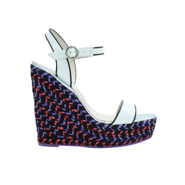 image of SOPHIA WEBSTER Colorful Woven Wedges with White Straps