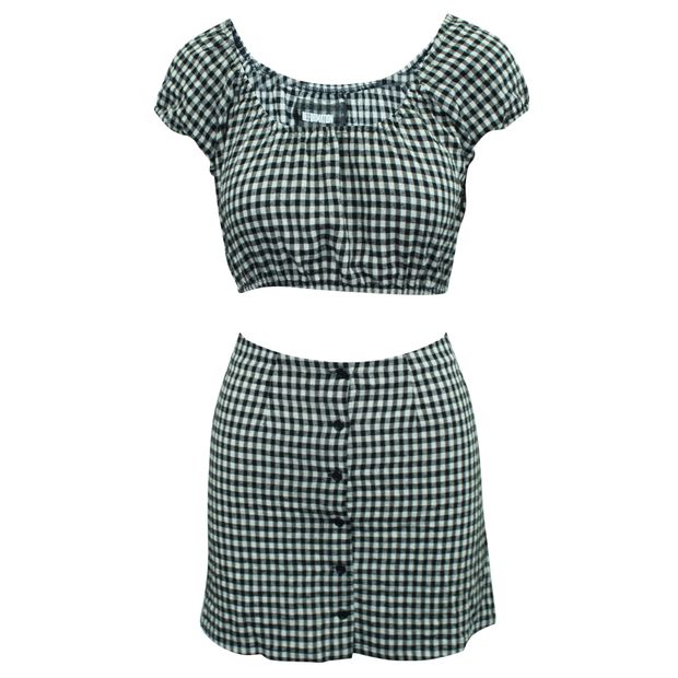 image of REFORMATION Checked Top and Mini Skirt Set