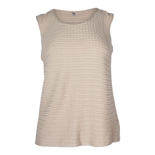 Image of Armani Knitted Sleeveless Top in Beige Viscose