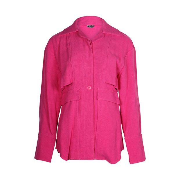 image of Jacquemus La Chemise Monceau Layered Shirt in Pink Viscose