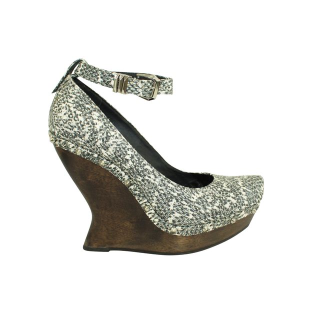 image of Mcq By Alexander Mcqueen Snakeskin Studded Wedges