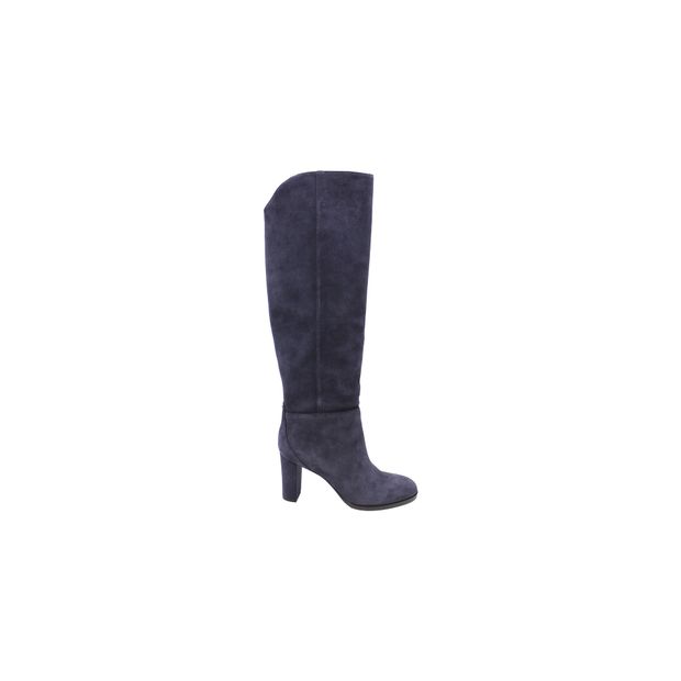 image of Jimmy Choo Madalie Knee Boots in Navy Blue Suede