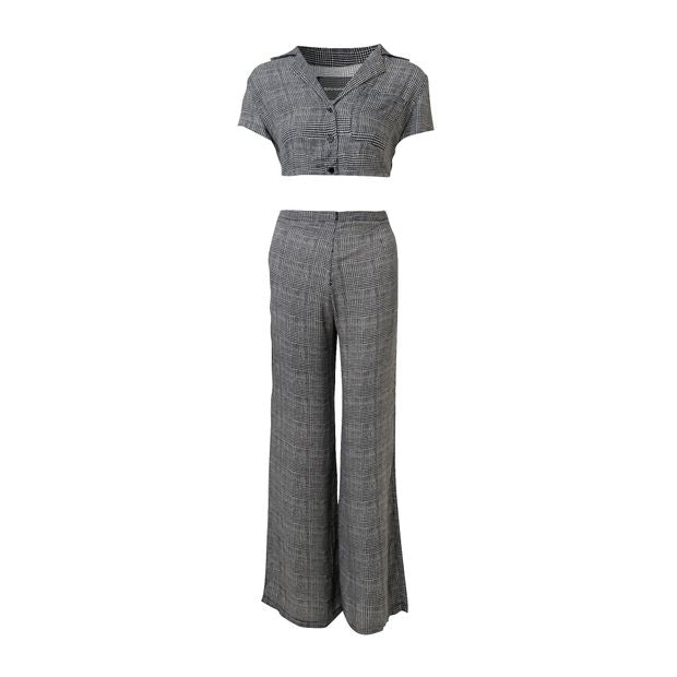 Image of Reformation Chequered Cropped Top And Pants Set