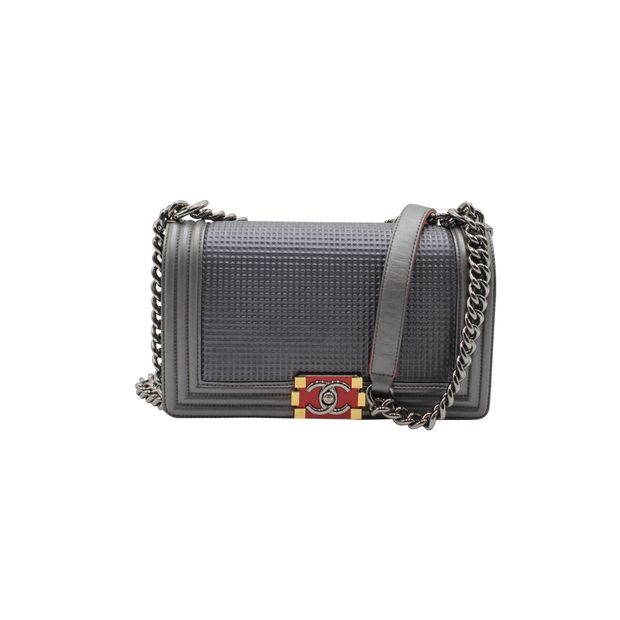 Image of Chanel Dark Grey/Silver Boy Bag Cruise Collection 2014