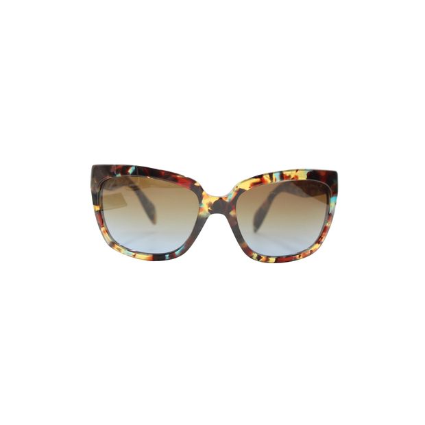 Image of Prada Brown & Blue Tortoiseshell Sunglasses