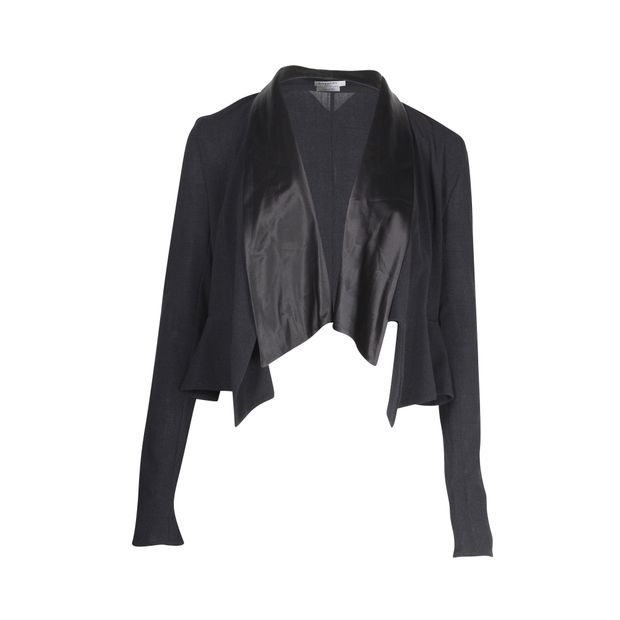 image of Givenchy Open-Front Cropped Blazer Jacket in Black Wool