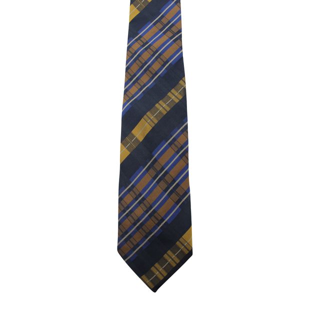 image of KENZO Kenzo Blue & Gold Striped Tie