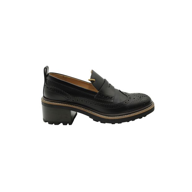 image of ChloÃ© Franne Tread-Sole Penny Loafers In Black Leather