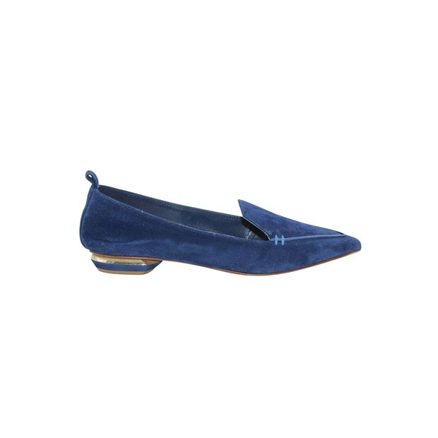 image of Nicholas Kirkwood Beya Point-Toe Loafers in Blue Suede