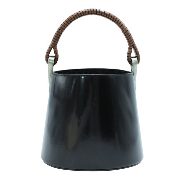 Image of Kenzo Black Leather Vintage Bucket Bag