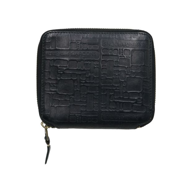 Image of Comme Des GarÃ§ons Logo Embossed Wallet in Black Leather