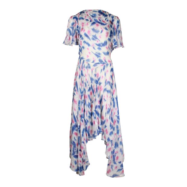 image of Isabel Marant Namala Cutout Printed Dress in Multicolor Silk