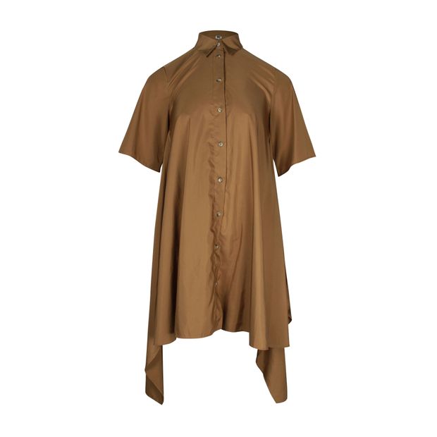 image of MM6 Maison Margiela High-Low Dress in Brown Polyester