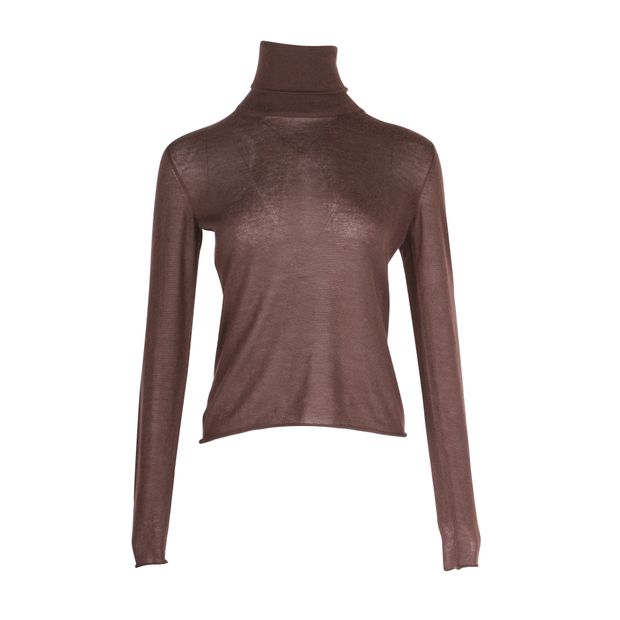 Image of Bottega Veneta Turtleneck Top in Brown Cashmere