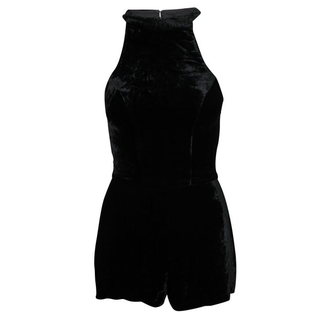 image of REFORMATION Black Velvet Romper