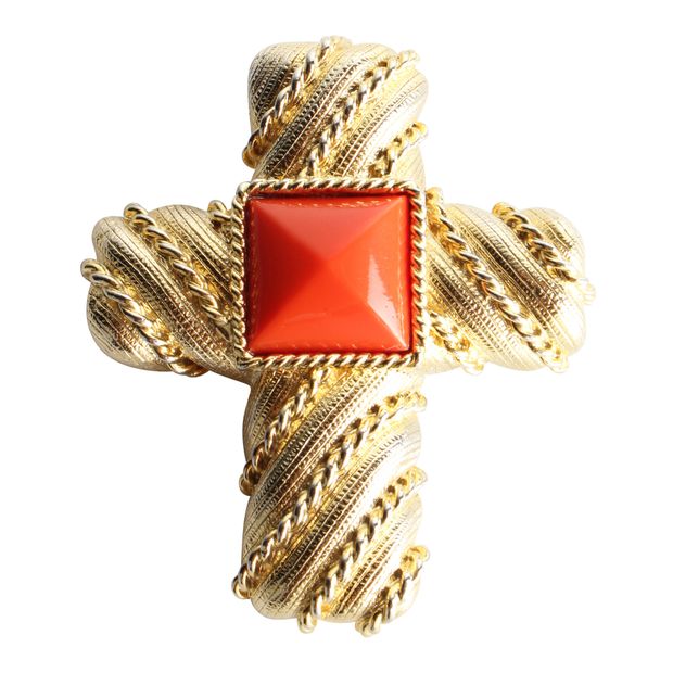 image of CONTEMPORARY DESIGNER Cross Stone Brooch