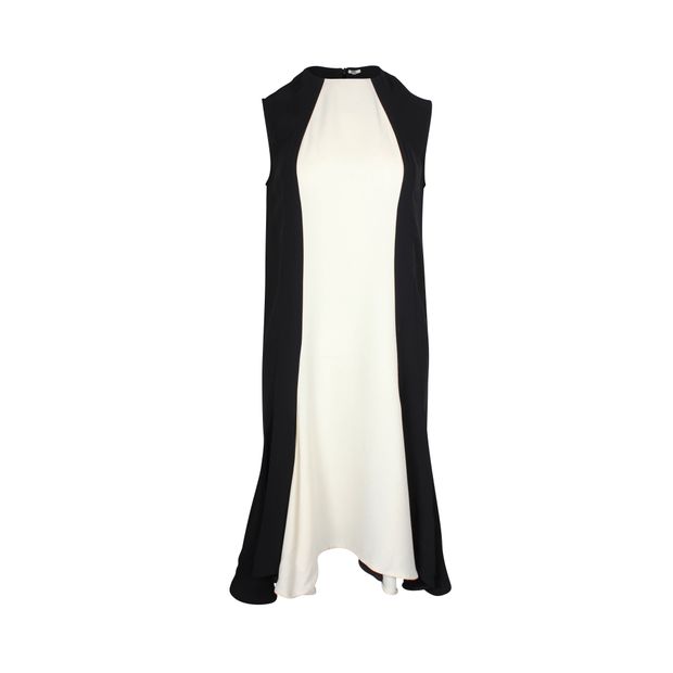 image of Stella McCartney Flared Sleeveless Dress in Black and White Viscose