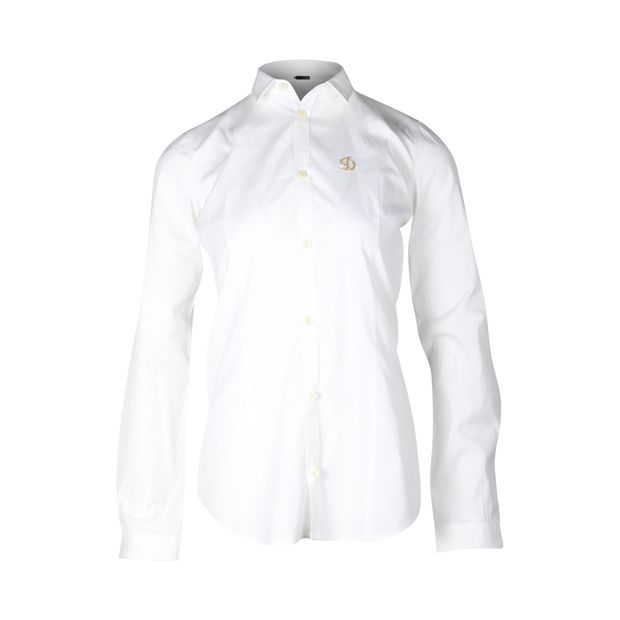 Image of Dsquared2 Button-down Shirt in White Organic Cotton