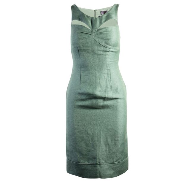 Image of FENDI Green Linen Cut Out Dress