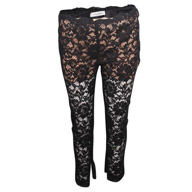 image of VALENTINO Lace Black Pants