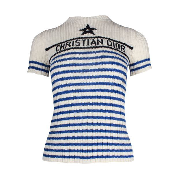 Image of Dior Dioriviera 'HAMPTONS' Short Sleeve Sweater in Multicolor Cotton