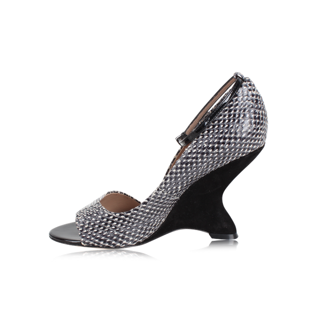 image of CONTEMPORARY DESIGNER Black Snakeskin Wedges