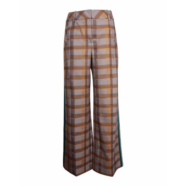 Image of Hermes Checkered Pants in Multicolor Virgin Wool