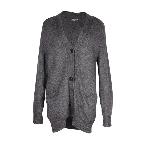 Image of Isabel Marant Oversized V Neck Cardigan in Grey Mohair