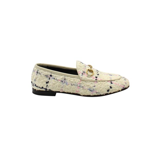 image of Gucci Horsebit Jordaan Loafers in Off-White Romantique Tweed