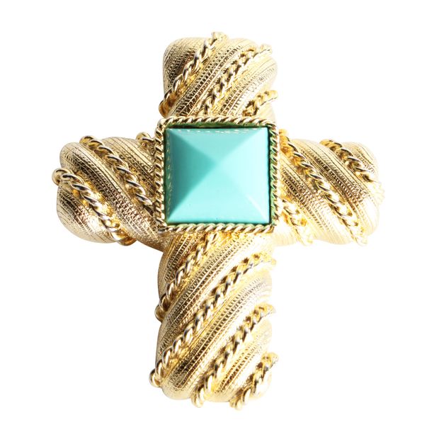 image of CONTEMPORARY DESIGNER Cross Stone Brooch