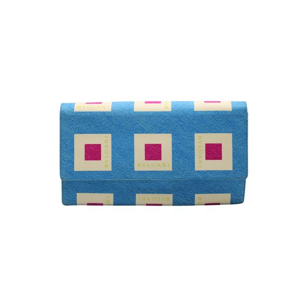 Image of Bvlgari Vintage Blue Print Satin Clutch