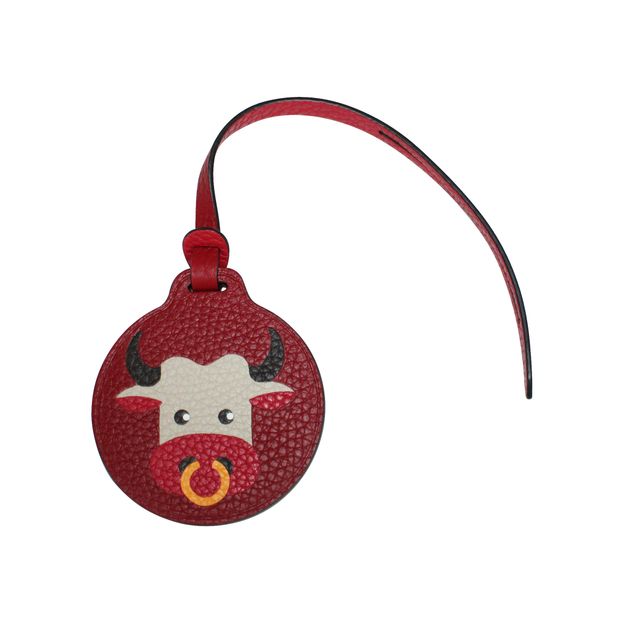 image of Moynat Leather Bag Charm With Bull