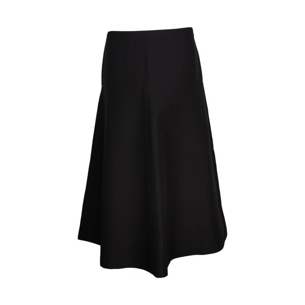 image of Marni A-Line Asymmetric Midi Skirt in Black Cotton