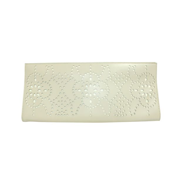 Image of Alaia Laser Cut Beige Clutch