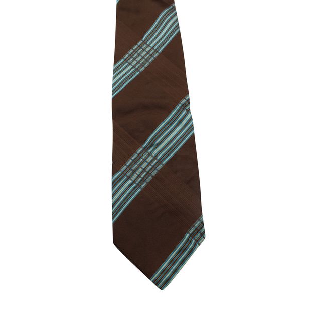 Image of KENZO Kenzo Brown & Blue Striped Tie